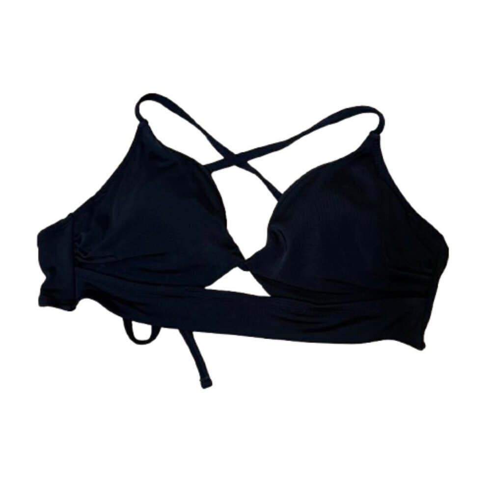 Shade & Shore Twist Cutout Black Underwire Triangle Bikini Top Size 34B